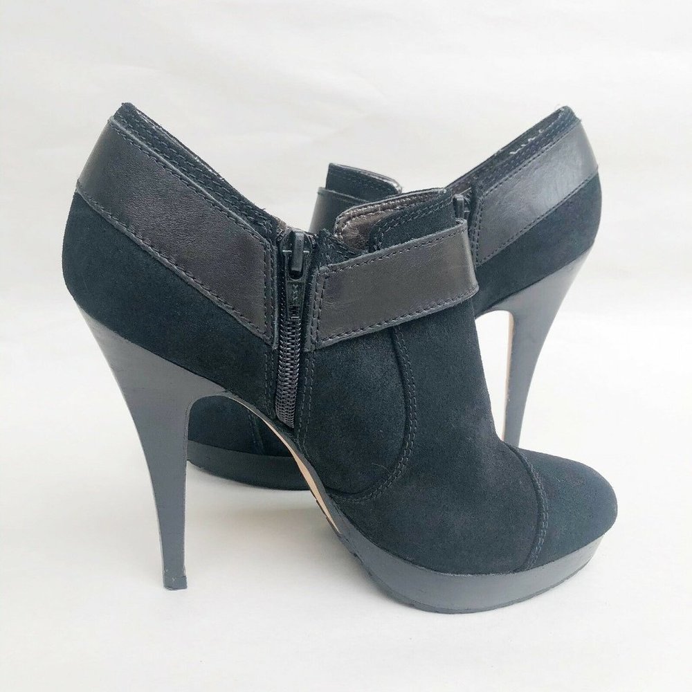 Charles David Black Suede Leather Platform Heel Pointed Bootie Women’s Size 7